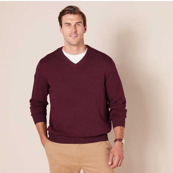 Amazon Essentials Brown V-Neck Sweater Lightweight Knit - Picture 1 of 7